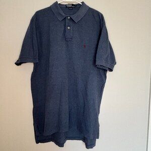 POLO by RALPH LAUREN Size Large 100% Cotton Polo Blue Red Logo Short Sleeve
